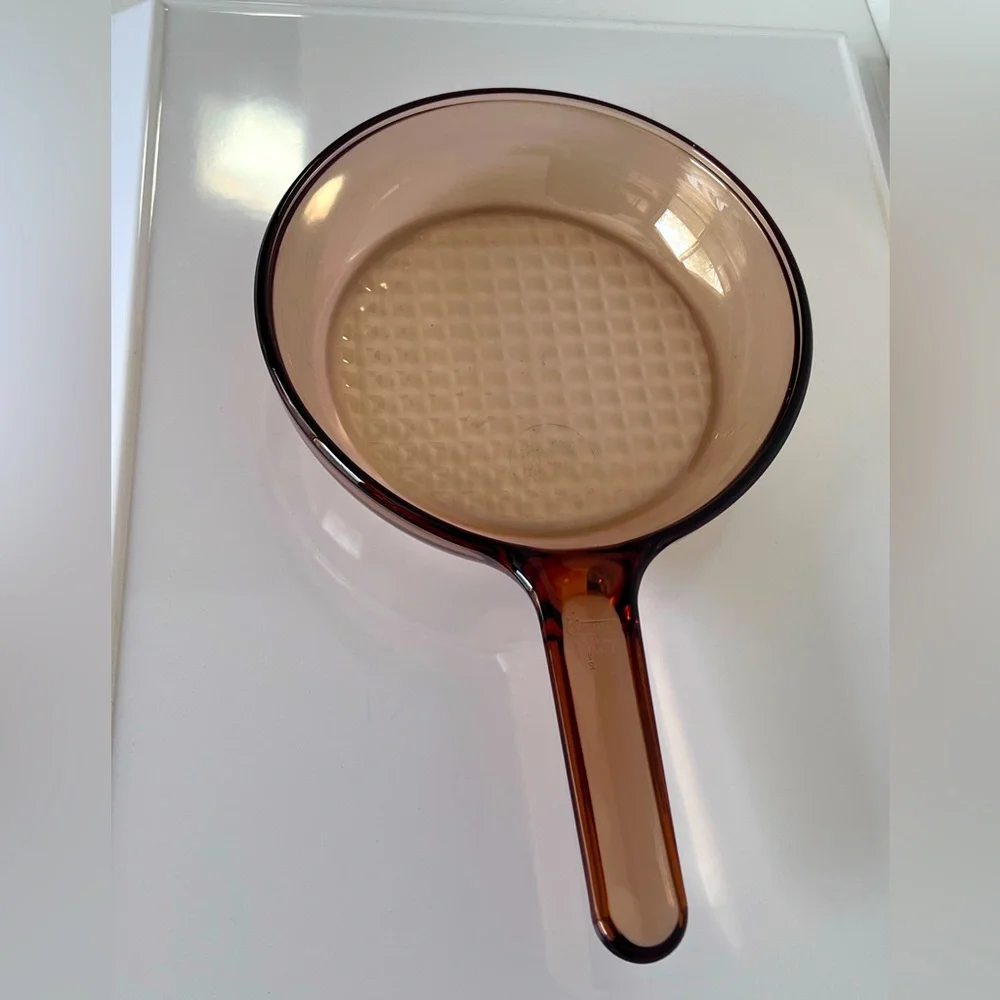 Vintage 1980’s Brown Amber Corningware Vision Glass Sauté Pan.